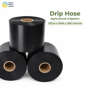 Ruban d'irrigation goutte à goutte PE de haute qualité 12cm x 50m 200 microns noir et blanc pour l'agriculture, économiseur d'eau - Product Image 1