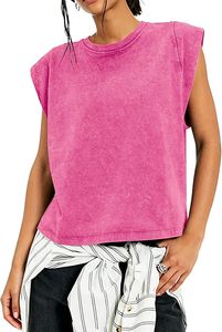 T-shirts pour femmes en coton 100% respirant, à col rond, à manches courtes, coupe ample, tricotés, couleur unie, décontractés, printemps-été, gris - Product Image 5