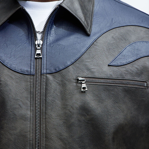 <b>Long</b> Sleeve Genuine <b>Leather</b> Solid/Plaid Pattern Front Logo Men's Winter Casual Zipper Windproof Eco-Friendly Streetwear <b>Jacket</b> - Product Image 6