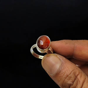 Ventas calientes Granate Piedra natural de alto grado Plata alemana Piedra preciosa ovalada Plata Anillo chapado en oro para hombres Mujeres de proveedor indio - Product Image 4