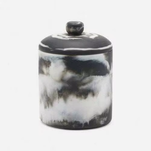 Pot en résine fait main blanc et noir, sûr pour les aliments, moderne et luxueux, pour le thé, le café et le sucre, fabriqué par un fabricant. - Product Image 1