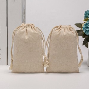 Pink Polyester/Cotton Muslin Bags Water Resistant Eco-Friendly Durable Washable Adjustable <b>Drawstring</b> Logo Print Promotional - Product Image 5