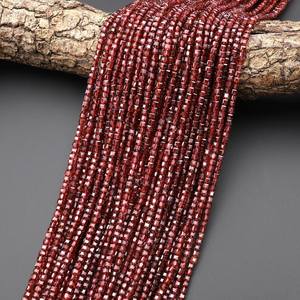 Perles de pierres précieuses en grenat de Malaya facettées en forme de cube, couleur chocolat naturel, brin de 15,5 pouces pour la fabrication de bijoux, vente en gros - Product Image 3