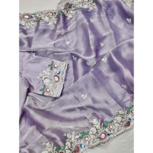 Party Wear Embroidered <b>Saree</b> with Sequins & Treads Elegant Dresses Coding Work - Product Image 4