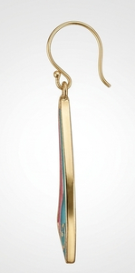 Pendientes de latón artesanales con esmalte vibrante rosa y azul, regalo moderno hecho a mano para la elegancia atemporal de la mujer, flores en plena floración - Product Image 5