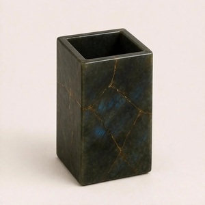 Stone Bathroom Accessories Set Natural Labradorite Marble Bath Set Soap Dispenser Tissue Holder & Tray for Hotel Bathroom Decor - Product Image 2