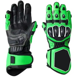 Gants de moto en cuir durables, à doigts entiers, antidérapants, compatibles avec les écrans tactiles, unisexes, fermeture à boucle, polyuréthane - Product Image 4