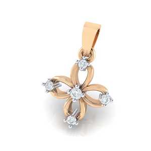 Delicado Collar con Colgante de Flor de Trébol con Diamantes, Joyería Fina en Oro Rosa para Mujer, Regalo - Product Image 2