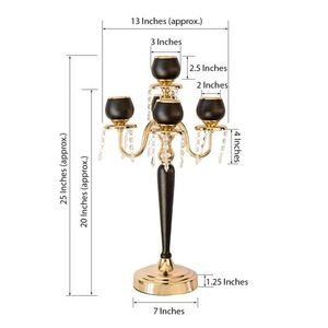 Black And <b>Gold</b> <b>Candelabra</b> With Crystal Drops For Home Decoration - Product Image 2