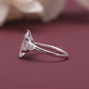 IGI Certified Lab Grown Marquise <b>Diamond</b> Three Stone Engagement <b>Ring</b> Solid 925 Sterling Silver Marquise Cut <b>Diamond</b> <b>Ring</b> - Product Image 4