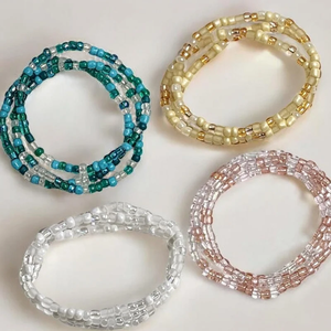 Pulseras de Cuentas Acrílicas Hechas a Mano, Redondas, Multicapa, Joyería de Fiesta para Adultos, Elegante Pulsera de Cuentas Acrílicas Multicapa - Product Image 1