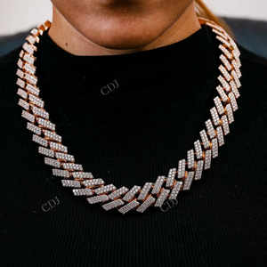 สร้อยคอแบบ Cuban Link ขนาด 16 มม. ยาว 20 นิ้ว รุ่นใหม่ล่าสุดจากไมอามี ทำจากเงินแท้ 925 ชุบทองคำแท้ ประดับด้วยเพชร VVS Moissanite - Product Image 2