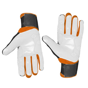 SAAR INDUSTRIES Leather Baseball Batting Gloves Black White Orange Ambidextrous <b>Hook</b> Loop Closure Durable Wrist Support High - Product Image 2