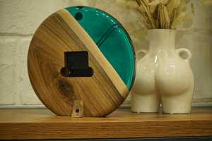 Wooden <b>Desk</b> Table <b>Clocks</b> With Marble Piece Analog With Minimalist Design for Living Room Bedroom With Customized Color and Sizes - Product Image 2