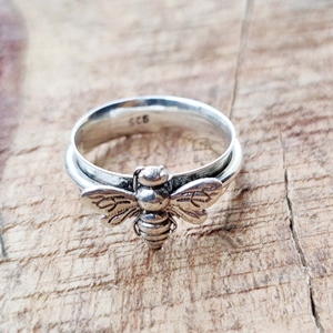 แหวนเงินแท้ 925 รูปผึ้งหมุนได้ ทำมือ แหวนนิ้วโป้งแบบหมุนได้ สำหรับทุกเพศ เหมาะสำหรับงานแต่งงานหรือเป็นของขวัญในงานปาร์ตี้ - Product Image 3