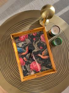 Bandeja de servir de madera hecha a mano con resina epoxi, una maravillosa bandeja de madera envejecida hecha a mano, decorada con un patrón clásico. - Product Image 4