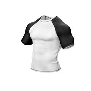 Trending Men's Rash Guards Sportswear Customized Logo Digital Print Solid Breathable Lightweight 160g Polyester/Nylon Rash Guard - Product Image 4
