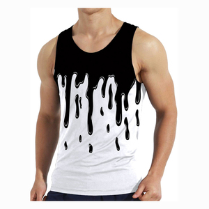 เสื้อกล้ามออกกำลังกายผู้ชาย น้ำหนักเบา ระบายอากาศดี ผลิตตามแบบ OEM โพลีเอสเตอร์ 100% ทรงเข้ารูป ตัดเย็บแบบโค้ง ระบายเหงื่อเร็ว พร้อมสกรีนลายแบบ Sublimation - Product Image 4
