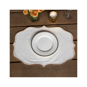 Modern Scandinavian 100% GOTS Certified Cotton One-Sided Border Embroidered Table <b>Placemats</b> 14 X 18 Inch 220g <b>Black</b> Floral Woven - Product Image 4