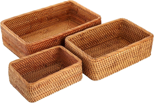 Cesta de Mimbre Natural Tejida a Mano, Organizador de Almacenamiento Sostenible para Baño, Escritorio y Decoración del Hogar - Product Image 5