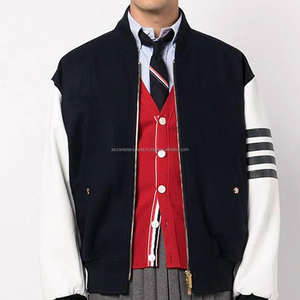 Chaquetas Varsity de Manga Larga, Resistentes al Viento, Acolchadas, con Mangas de Cuero y Tela de Lona para Béisbol, Venta al Por Mayor - Product Image 5