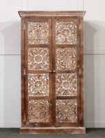Collection Bangalore, armoire en bois de manguier massif indien, panneau sculpté à la main, meubles de chambre à coucher anciens durables, hôtel