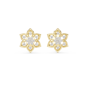 Pendientes de Diamantes Florales de Laboratorio de Última Tendencia, Engastados en Oro Amarillo de 18 Quilates, para Compromiso, Boda, Fiesta, Regalo de San Valentín, Uso Diario para Mujer - Product Image 1