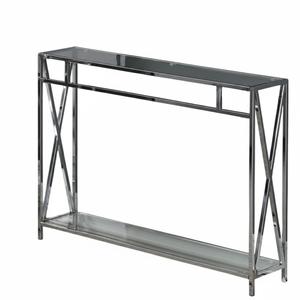 Mesa Consola Industrial Moderna con Superficie de Madera de Mango Sólida, Mesa de Entrada para Pasillo, Diseño Estrecho con Base de Patas en X de Metal Negro - Product Image 4
