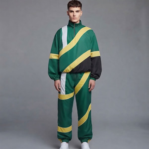 Conjunto Deportivo OEM para Hombre, Chaqueta con Cierre y Cuello Alto de Nylon Tejido, Pantalones de Pierna Recta, Paneles en Contraste - Product Image 1