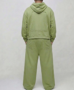 Conjunto Deportivo Unisex de Talla Grande, Color Verde Oliva, con Capucha, de Poliéster/Algodón, Estilo Urbano, para Invierno, con Cordón Ajustable, Corte Regular, Color Sólido - Product Image 5