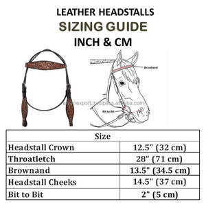 Vente en gros d'équitation Western têtière en cuir usiné à la main licou durable en cuir de vache véritable Type de rêne équipement de course de chevaux - Product Image 5