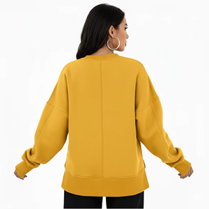 Solid Yellow Manufacturer OEM/ODM Tie dye Crewneck Wholesale Relaxed Fit French Terry Custom Lettering Available Women's Hoodies - Product Image 2