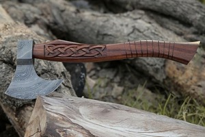 Odin Viking <b>axe</b> collectible Damascus steel blade <b>axe</b> Engraved <b>wooden</b> handle <b>axe</b> Authentic Norse style <b>axe</b> - Product Image 3