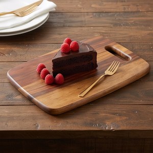 Planche à découper en bois artisanale rectangulaire avec poignée, grain multicolore - Product Image 6
