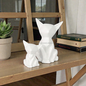 Ensemble de 2 figurines de chat en céramique blanche, faites à la main, décoration animale minimaliste pour la table du salon - Product Image 6