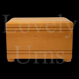 Urna funeraria horizontal de madera ranurada con acabado en roble para adultos, tamaño mediano, para guardar cenizas como recuerdo. - Product Image 3