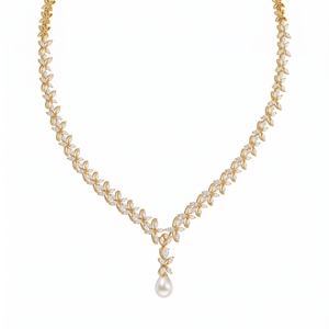 Collier ras du cou Florais en perles pour femme, diamant de laboratoire, argent sterling 9KT, 10KT, 14KT, 18KT, cadeau d'anniversaire haut de gamme - Product Image 5