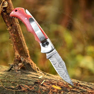 Cuchillo de Bolsillo Personalizable, Hoja Plegable de Acero de Damasco, Cuchillo para Caza, Camping y Uso Diario (EDC) con Funda - Product Image 5