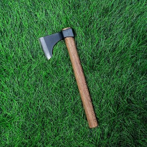 Hacha Vikinga Hecha a Mano con Cabeza de Acero de Alto Carbono, Funda de Cuero y Madera, Forjada, de Grado Industrial para Bricolaje - Product Image 1