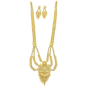 Juego de Collares Rani Haar de Oro Micro de 14K, 18K, 24K al por Mayor, Conjunto de Joyería de Latón Dorado de Moda con Diseño Floral, Set de Joyería India para Bodas - Product Image 3