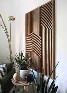 Panneau mural en bois géométrique moderne, décoration murale en bois artisanale pour salon, chambre et décoration intérieure - Product Image 1