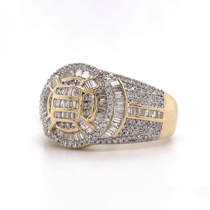 Round and Baguette Cut Moissanite Engagement Wedding Hip Hop Cluster <b>Ring</b> 925 <b>Sterling</b> <b>Silver</b> Rhodium Plated Prong <b>Set</b> Unisex - Product Image 3