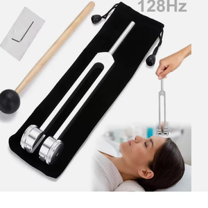 Ensemble de diapasons pondérés 128 Hz avec marteau en silicone pour la guérison et la thérapie sonore - Product Image 1