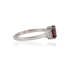 Beautiful Classic 925 Sterling <b>Silver</b> Oval Cut Natural <b>Garnet</b> & Diamond Accents Fine Handmade <b>Silver</b> <b>Ring</b> Jewelry - Product Image 5
