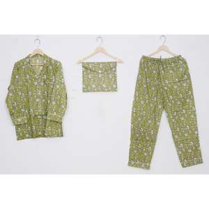 Ensemble de pyjama en coton élégant pour femmes, vêtements de nuit luxueux, confortables et respirants, grande taille, long avec poches pour femmes - Product Image 1