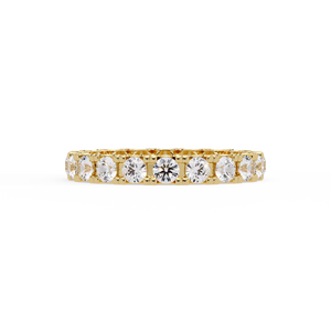 แหวนวงกลมขอบหยักแบบ U ประดับเพชรแล็บโกรว์ ทองคำขาว 14K แหวนแต่งงาน แหวนครบรอบ ขายส่ง - Product Image 4