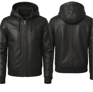 <b>Mens</b> <b>pullover</b> leather hoodie Low Moq Solid Color And Pattern <b>Men</b> Heavyweight Unique Style <b>Pullover</b> Hoodie Made Leather Hoodie - Product Image 6