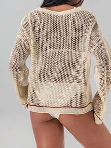 Pull en maille tricotée surdimensionné personnalisé pour femme, avec motif numérique, respirant, à manches longues, tendance, vente en gros OEM - Product Image 4