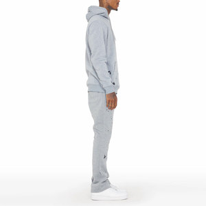 OEM Flare Stacked Tracksuit <b>Set</b> Men Oversized Casual Wear Stacked <b>Joggers</b> <b>Matching</b> Jacket Street Fashion - Product Image 3