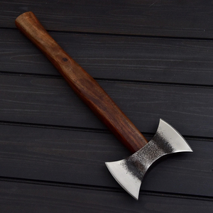 Hacha de Doble Hoja de Acero con Alto Contenido de Carbono, Hecha a Mano, de Primera Calidad, Mango Ergonómico de Madera, Personalizable, Herramienta de Supervivencia para Exteriores - Product Image 2